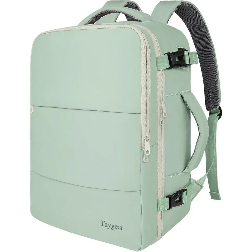 Travel Quartz Green Backpack for Women Carry On Laptop Bag USB Port TSA Pouch